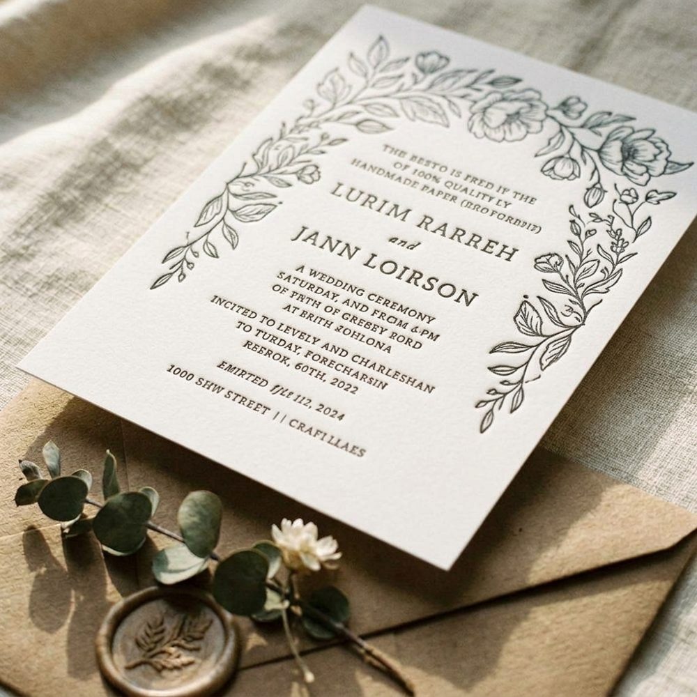 Letterpress Wedding Invitations (Cotton Stock)